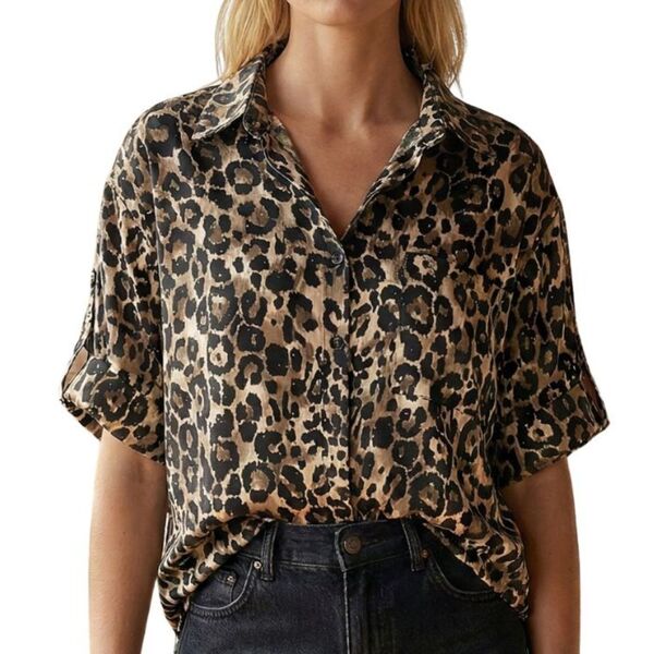 Oversizowa Koszula w Panterkę z Kryształkami New Studio