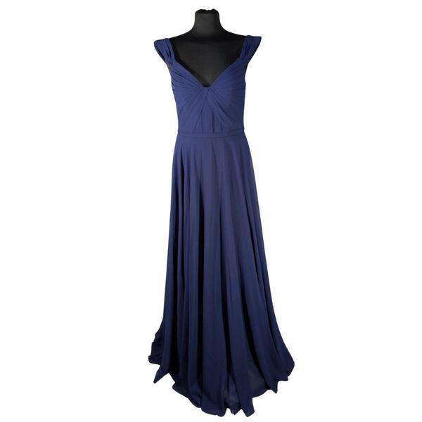 Mascara London – Granatowa Suknia Wieczorowa Drapowana – 38