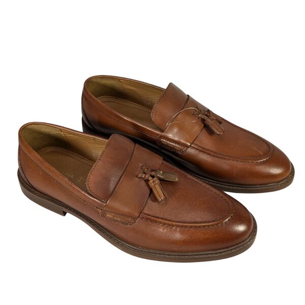 Męskie Skórzane Loafersy Thomas Crick – Brązowe z Frędzlami – Tassel Loafers (Rozm. 43)