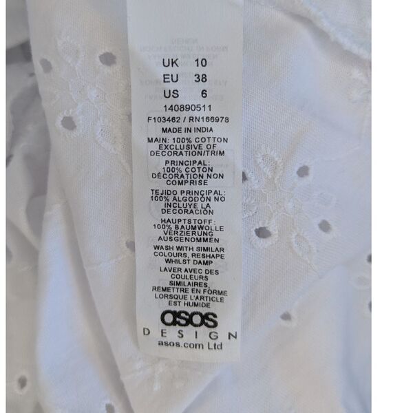 Biała Sukienka Mini ASOS DESIGN Hiszpanka z Haftem Rozmiar 38 - zdjęcie 10