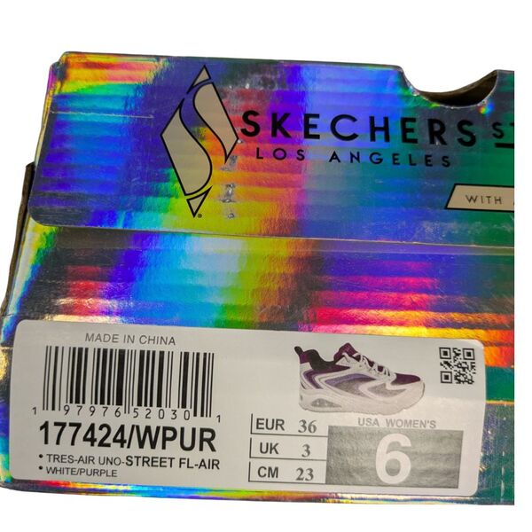 Biało-fioletowe sneakersy damskie SKECHERS Street Tres-Air Uno Rozmiar 36 - zdjęcie 16