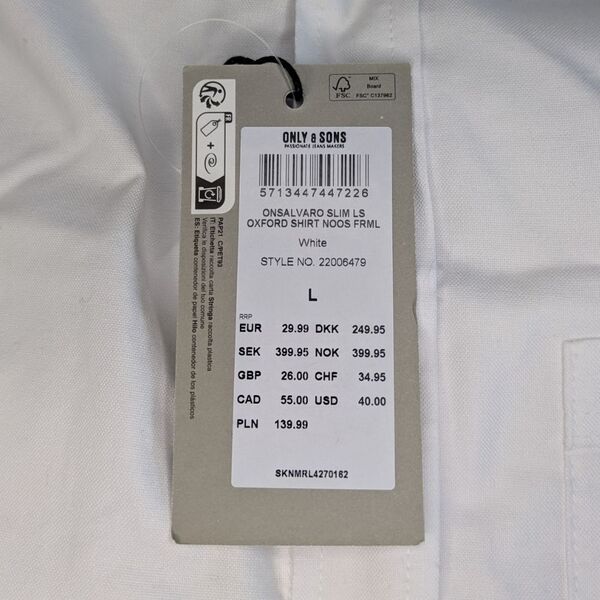 Only & Sons Biała Koszula Męska Oxford Slim Fit L - zdjęcie 11