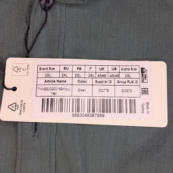 Trendyol Zielona Koszula Męska Button-Down 2XL - zdjęcie 10