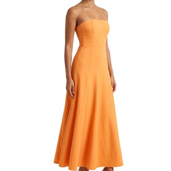 Pomarańczowa Sukienka Wieczorowa Maxi ASOS DESIGN Gorsetowa Bandeau Rozmiar 38 M