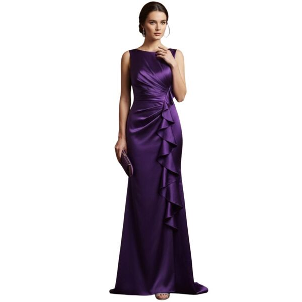 SAYGI – Satynowa Suknia Maxi Amethyst Mermaid Knot R. 42 (XL)
