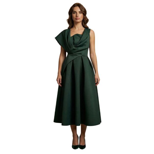 ASOS Design – Zielona Suknia Midi Scuba Asymetryczna R. 36 (Małe S)