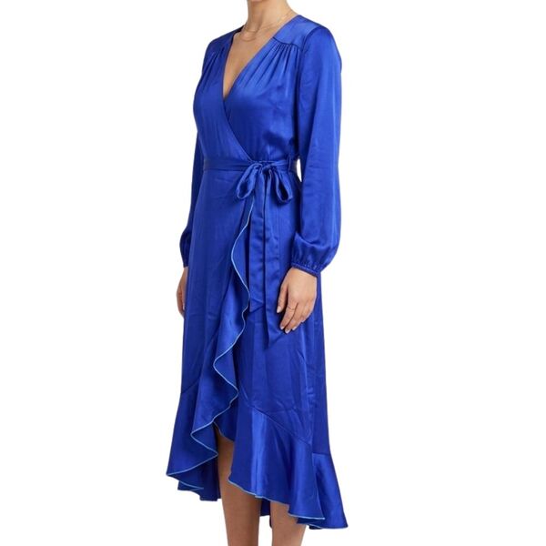 Niebieska Suknia Maxi Flounce London Kopertowa Rozmiar 36