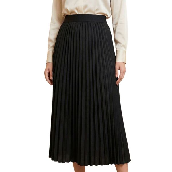 Premium Collection – Satynowa Spódnica Plisowana Midi Black S