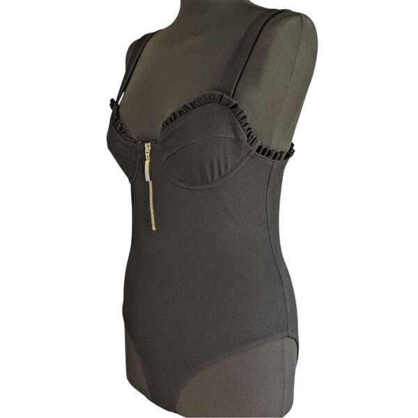 Czarne Gorsetowe Body z Zamkiem River Island Rozmiar 34 (XS) - zdjęcie 3