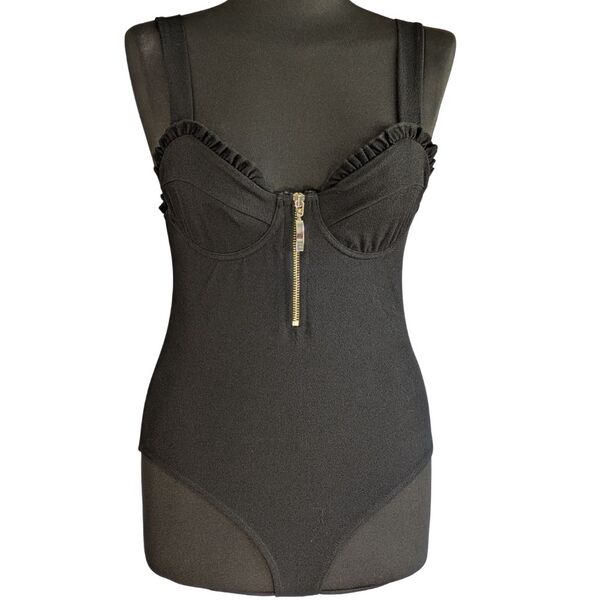 Czarne Gorsetowe Body z Zamkiem River Island Rozmiar 34 (XS) - zdjęcie 7