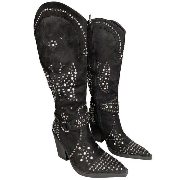 SIMMI London Dalton – Czarne Kowbojki z Kryształkami i Ćwiekami 41