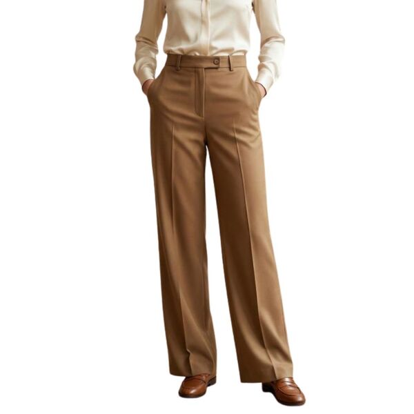 Brązowe Spodnie Materiałowe Trendyol Wide Leg 42