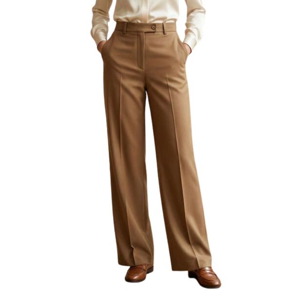 Trendyol – Camelowe Spodnie Wide Leg High Waist R. 42 (Wypada jak 38)