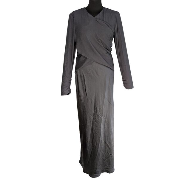 ASOS Design Sukienka Maxi Elegancka Ciemnoszara Drapowana Rozmiar 38 - zdjęcie 4