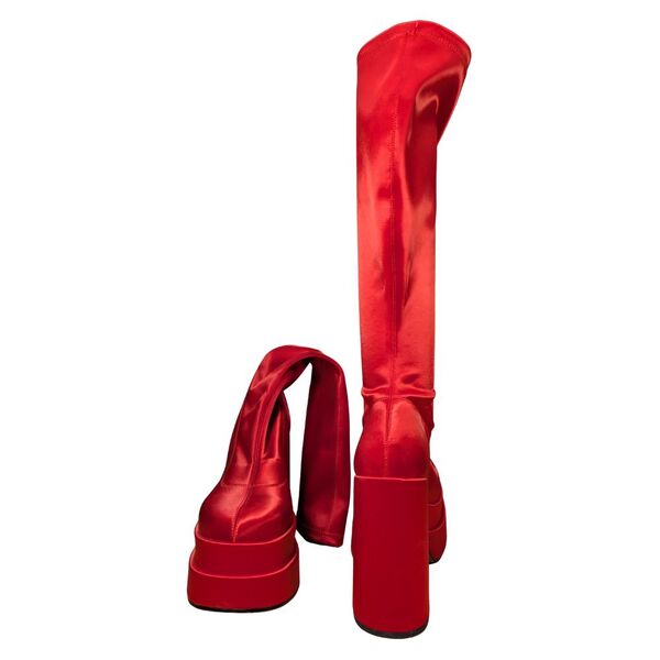 Czerwone satynowe kozaki damskie STEVE MADDEN Cypress Platforma Rozmiar 41 - zdjęcie 5