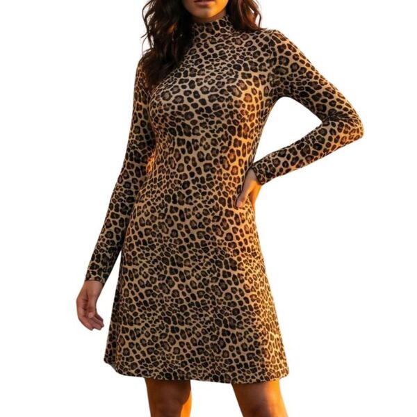 Sukienka Mini New Look w Panterkę Długi Rękaw 34