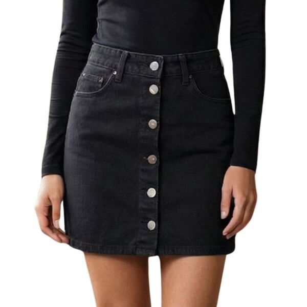 Trend Alaçatı – Czarna Spódnica Jeansowa Button-Down 36 (S)