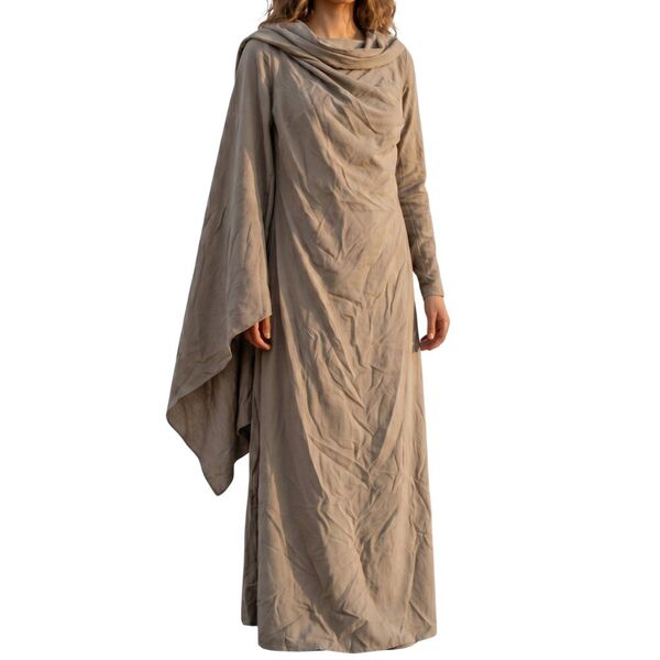Beżowa sukienka maxi TRENDYOL MODEST z drapowaniem Rozmiar 42