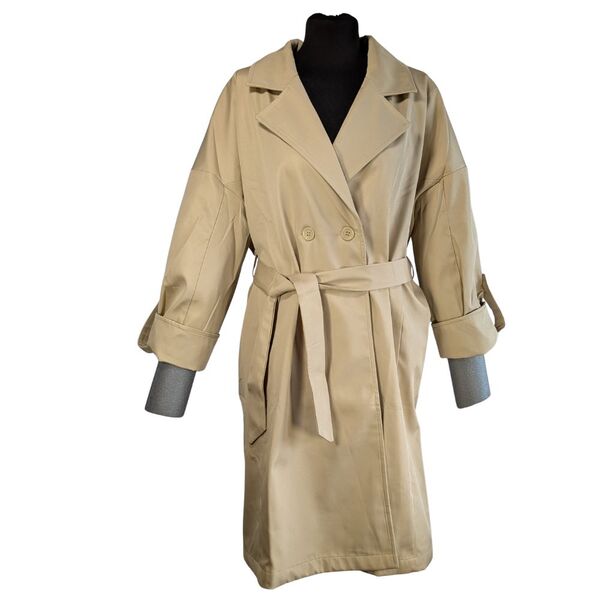 Beżowy Dwurzędowy Płaszcz Trench Trendyol Rozmiar 42 (XL) - zdjęcie 5