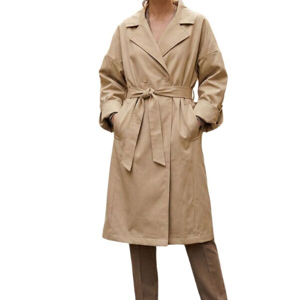 Płaszcz Trench Dwurzędowy Trendyol Beżowy Rozmiar 42 (XL)