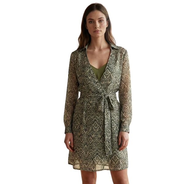 Sukienka Mini Kopertowa Trendyol Khaki Wzór Ikat Rozmiar 38