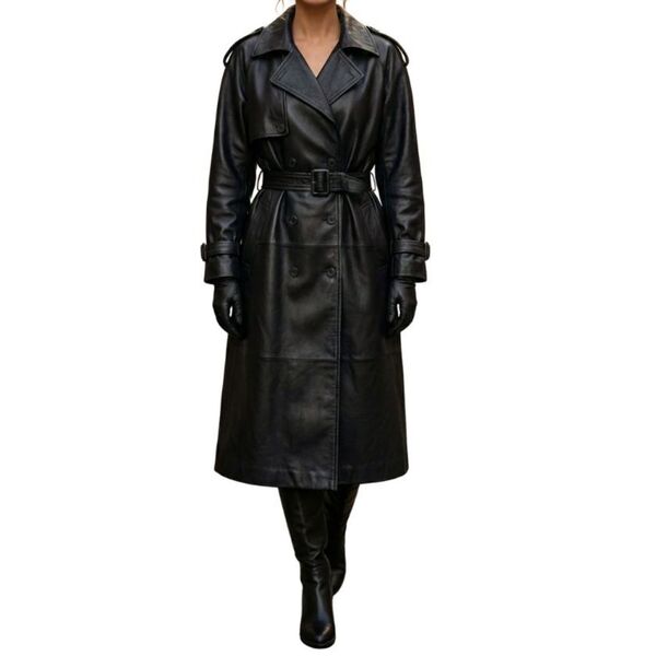 Płaszcz Trencz Z Ekoskóry Trendyol Czarny 50