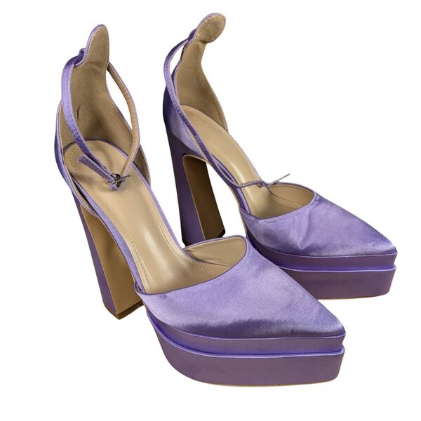 Truffle Collection – Fioletowe Satynowe Czółenka na Platformie – 39