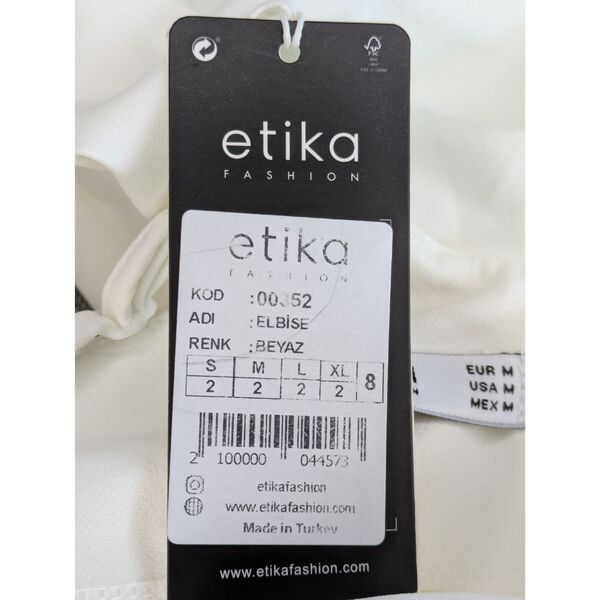 Biała Sukienka Maxi ETIKA FASHION Z Kwiatami 3D Rozmiar M - zdjęcie 13