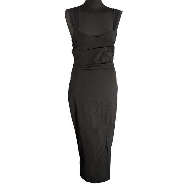 Czarna Sukienka Ołówkowa VESPER Elegancka Midi Rozmiar 38 - zdjęcie 4