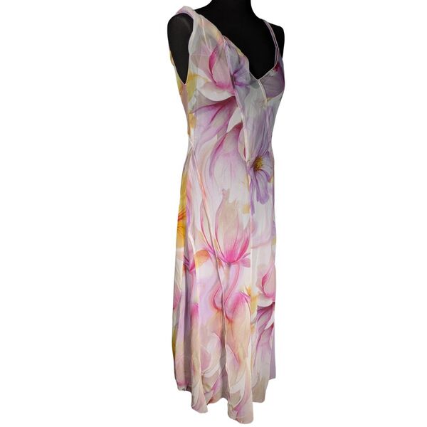 Mango Wielokolorowa Sukienka Maxi w Kwiaty L - zdjęcie 2