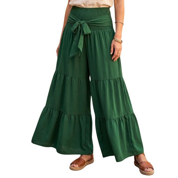Zielone Szerokie Spodnie SHEIN Boho Falbany L (40/42)